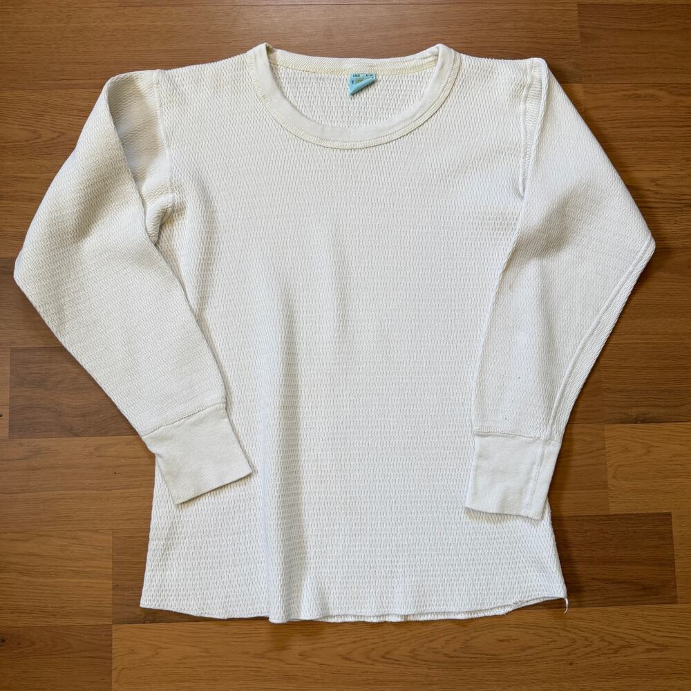 Men's Vintage 80's K-Mart White Long John Waffle Knit Thermal Sleeve Shirt Sz M